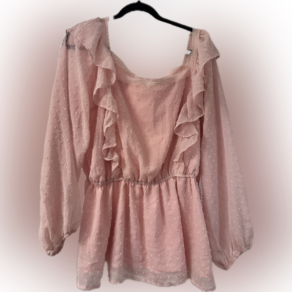 Chic Soul Pink Ruffled Peplum Blouse